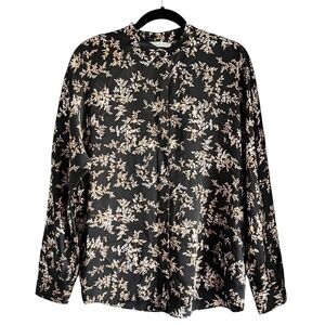 Vince Women's Floral Print Long Sleeve Button Down Blouse Top Career